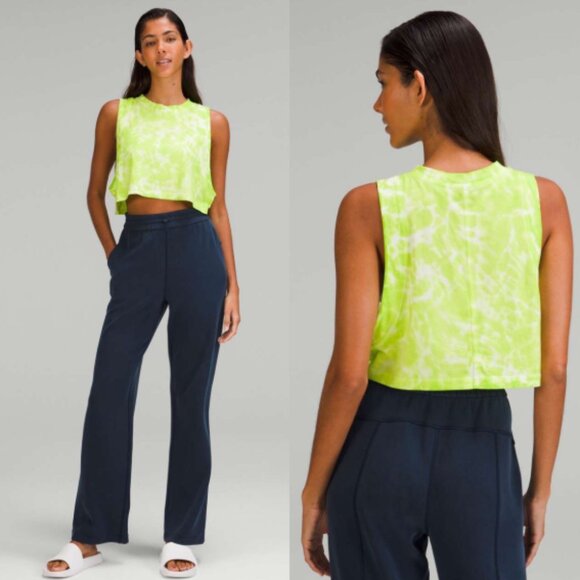 Lululemon All Yours Cropped Tank Top Tie Dye Eccentric Lime Size 14 NWT - Picture 1 of 6